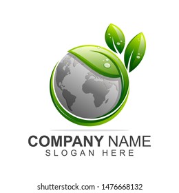 Leaf Earth Green Logo Design Vector Stock Vector (Royalty Free ...