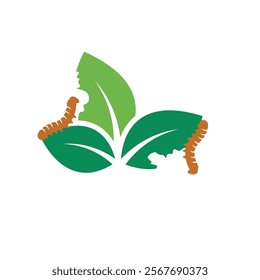 leaf eaten by caterpillars icon  of pest control  vector element