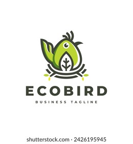 leaf eco bird logo design