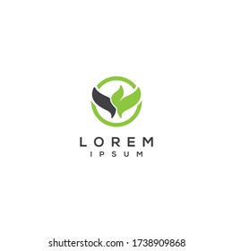 elementos de plantilla de diseño de iconos de logotipo de cuidado de hoja o eco 