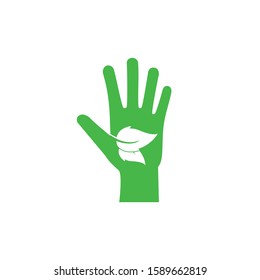Leaf, Eco friendly hands icon. Vector illustration, flat design