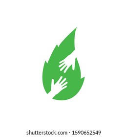 Leaf, Eco friendly hands icon. Vector illustration, flat design