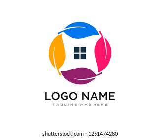 Leaf Eco Green Residential Flat Color Clean Professional  Logo Template