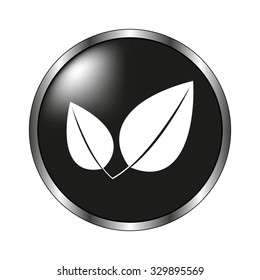 Leaf, eco icon - vector button