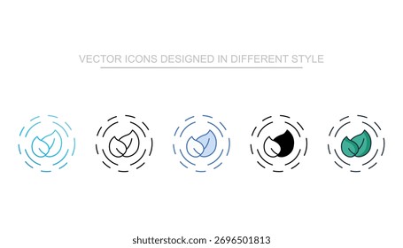 Iconos de la hoja Eco fijan diverso stock del Vector del estilo con el fondo blanco