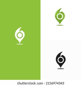 Pin de localización de hoja o eco aislado en fondo blanco. Símbolo de clavija de mapa ecológico, signo de ruta marcado, elemento gráfico de localización.