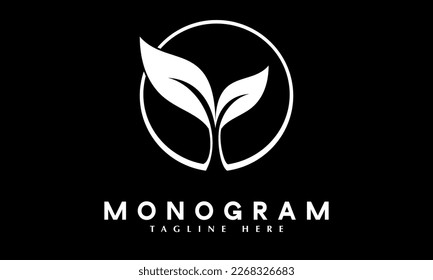 Sistema ecológico de hoja naturaleza producto vegetal orgánico monograma abstracto modelo de logotipo vectorial