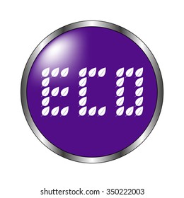 Leaf eco - vector icon; violet button