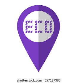Leaf eco - vector icon;  violet map pointer