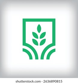 Leaf and ecological natural logo in square. Unique design identity. Geometric nature flat logo template.