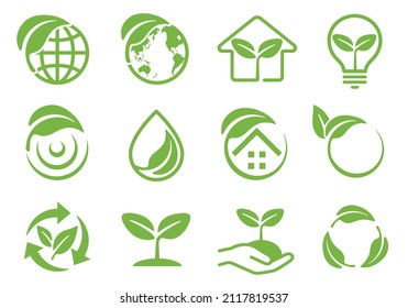 Leaf  ecology  icon  illustration set