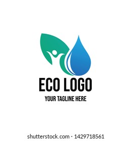 leaf ecology logo design template vecor illustration