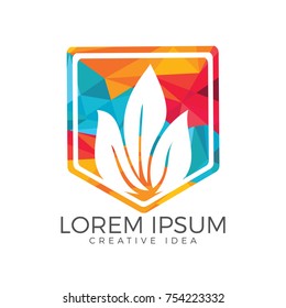  leaf ecology nature vector design. Environment decoration modern leaf emblem.