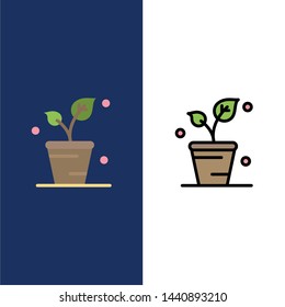 Leaf, Ecology, Spring, Nature  Icons. Flat and Line Filled Icon Set Vector Blue Background