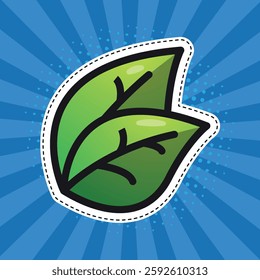 leaf editable cartoon style sticker vector