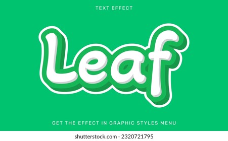 Leaf editable text effect with 3d style. Text emblem for advertising, branding, business logo