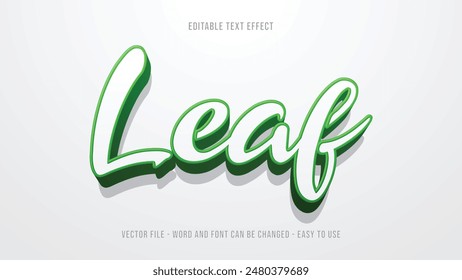 Leaf editable text effect, editable text 3d style