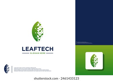 leaf electric circuit, eco-friendly, logo design template.