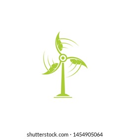 leaf and electric fan logo template