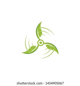 leaf and electric fan logo template