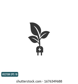 leaf and electric icon natural energy symbol design element vector eps 10