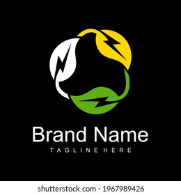 leaf electric logo design modern creative idea 