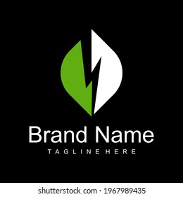 leaf electric logo design modern creative idea 