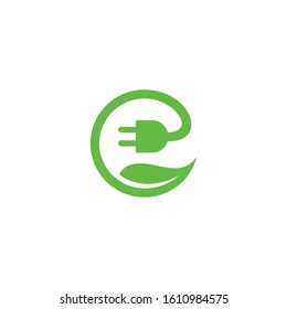 leaf electric logo design vector