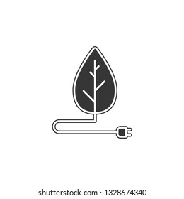 Leaf with electric plug icon. Simple outline vector of Sustainable Energy set icons for UI and UX, website or mobile application on white background