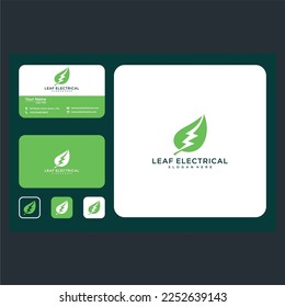 leaf electrical logo design graphic template