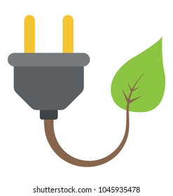 Leaf with electrical plug, natural green eco energy concept