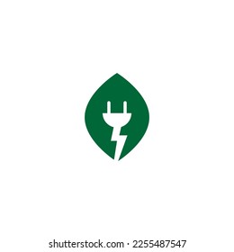 leaf and electricity vector illustration for icon,symbol or logo. eco-friendly energy logo