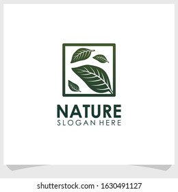 leaf and elegant line logo design template, nature elements logo template design vector
