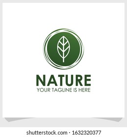 leaf elegant line logo design vector, retro brand nature logo design template
