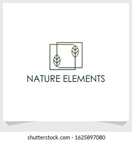 leaf and elegant line vintage logo design vector, nature elements brand logo design template, adventure logo design inspiration