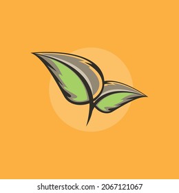 leaf element on yellow background. can be used as a logo.