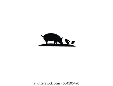 leaf element vector icon logo pig