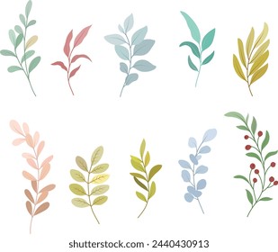 leaf elements, hand drawn leaves, wild leaves