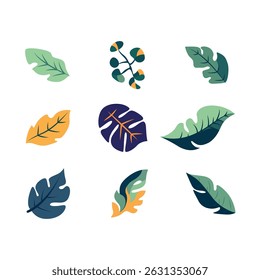 leaf elements leaves collection flat vector