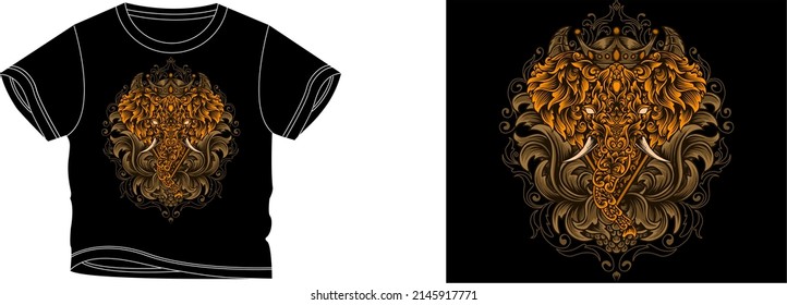 Elefantenhintergrund T-Shirt-Design-Hintergrund Farbe ist schwarz und T-Shirt-Farbe ist eine schwarze schöne Farbe und schönes Design