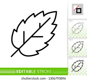 Leaf elm or birch thin line icon. Nature banner, flat style. Botanical poster. Linear pictogram. Simple illustration, outline symbol. Vector sign isolated on white. Editable stroke icons without fill