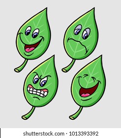 Leaf emoji expression cartoon character, good use for symbol, web icon, mascot, game element, sticker, coloring book, children book, story, book, or any design you want.
