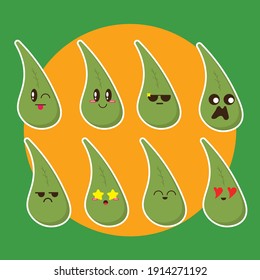 Leaf emoticons. suitable for anything, can be used for stickers on any social media or used for your design content