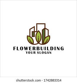leaf end building vector logo design graphic template