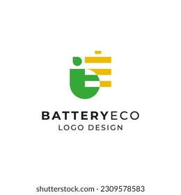 leaf and energy for eco friendly battery logo design