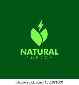 Leaf and energy logo combination, design inspiration vector template for nature