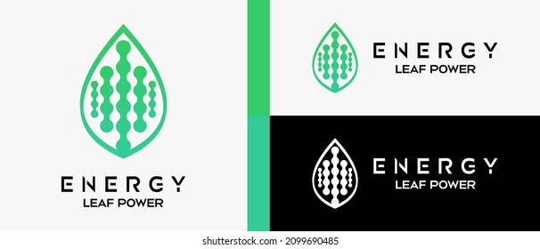 plantilla de diseño del logotipo de energía hoja con elemento punto. ilustración de logotipo abstracto vectorial