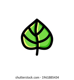 Leaf Environment Outline Icon Logo Vector Illustration
