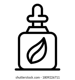 Icono de aceite esencial de hoja. Icono del vector de aceite esencial de hoja de esquema para diseño web aislado en fondo blanco