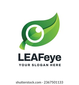 leaf eye logo vector icon illustration